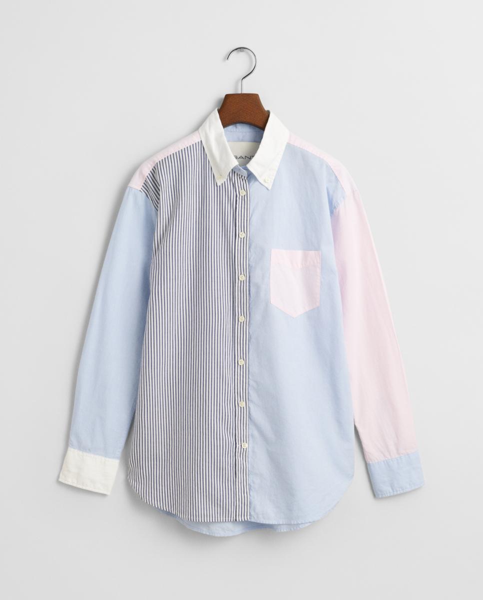 Imagen 0 de Camisa de mujer Oxford con patchwork de tejidos