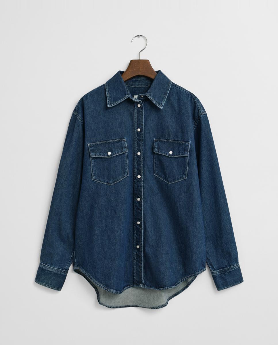 Imagen 0 de Camisa de mujer denim con dos bolsillos en el pecho