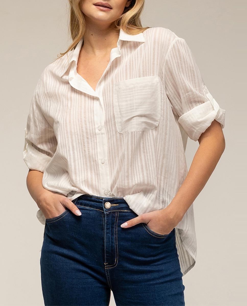 Imagen 0 de Camisa de manga larga con textura de mujer