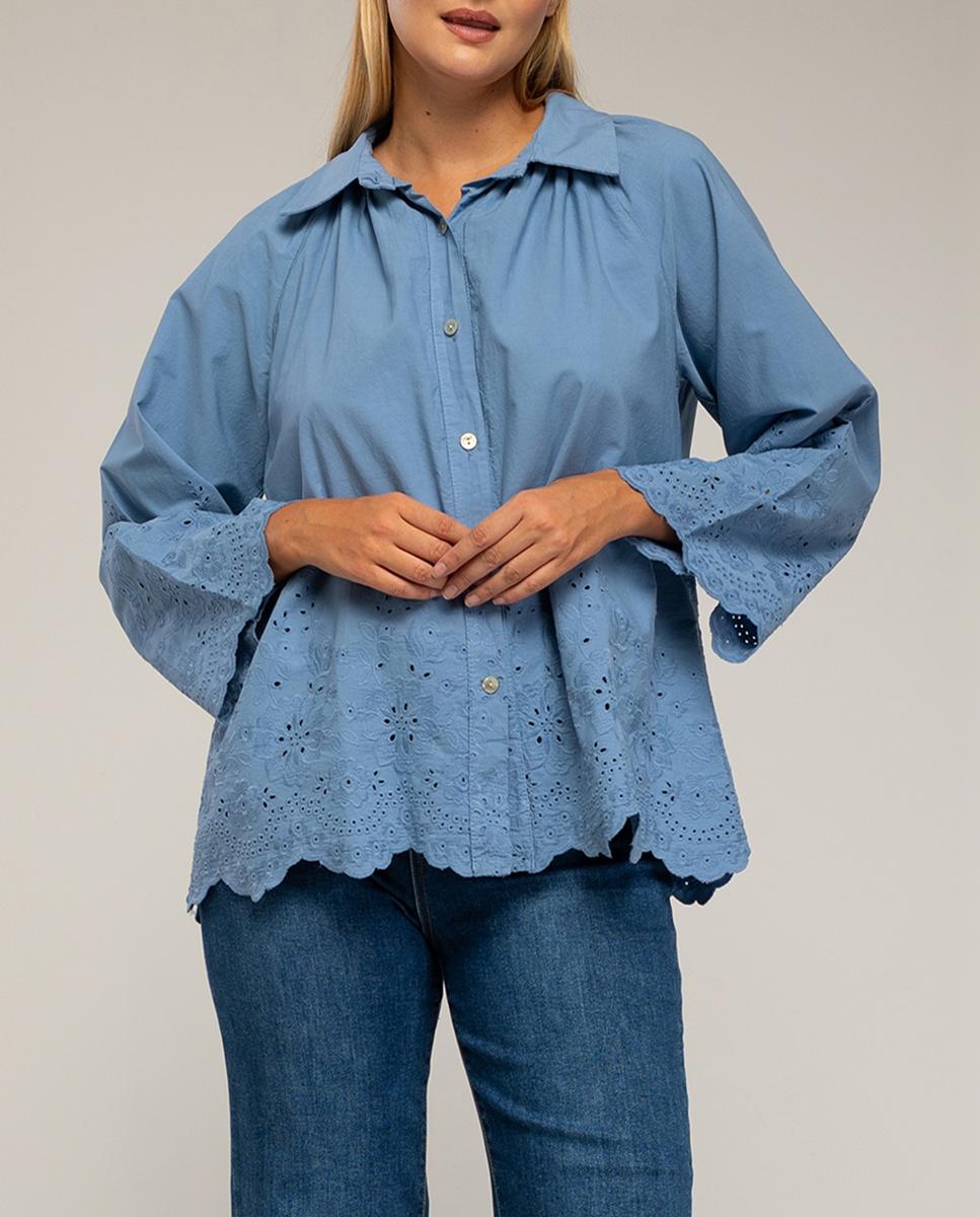 Imagen 0 de Blusa ovesize con bordados de mujer