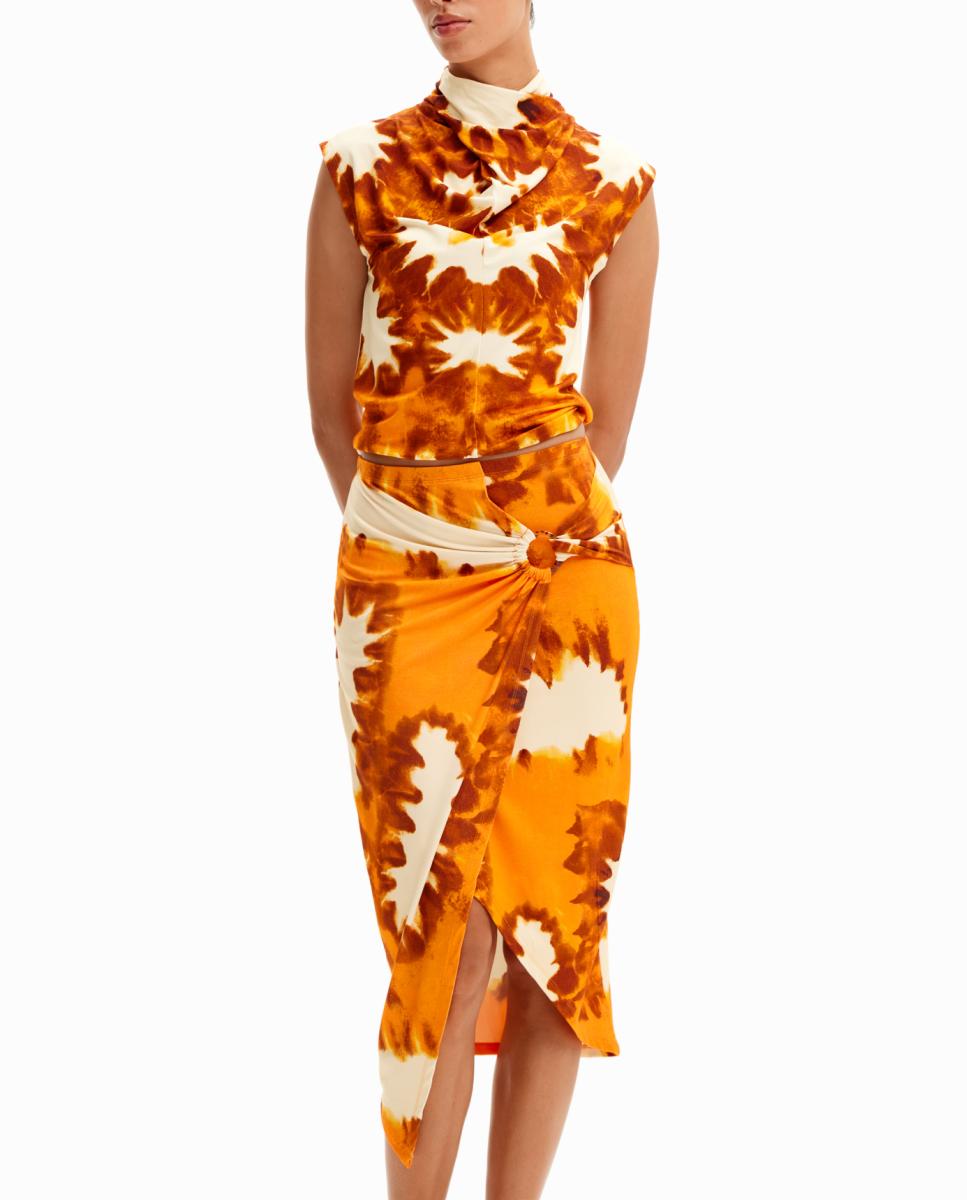 Imagen 0 de Falda midi cruzada tie-dye de mujer