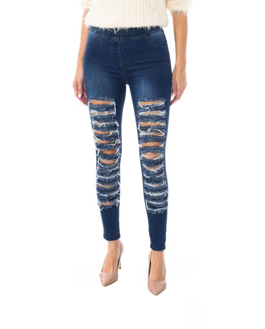 Imagen 0 de Legging estilo pantalón tejano largo de tejido elástico mujer