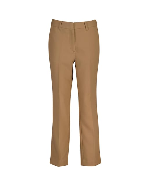 Imagen 0 de Pantalones de mujer slim fit con tiro medio y pernera cropped, diseñados con bolsillos laterales y cierre de gancho y cremallera.