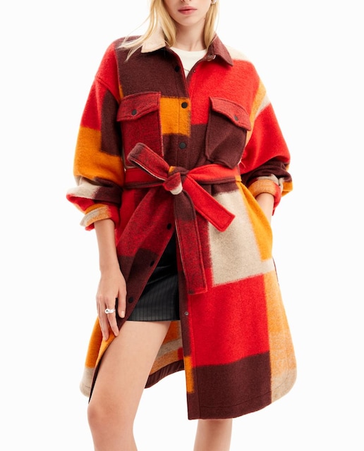 Imagen 0 de Abrigo sobrecamisa cuadros de mujer