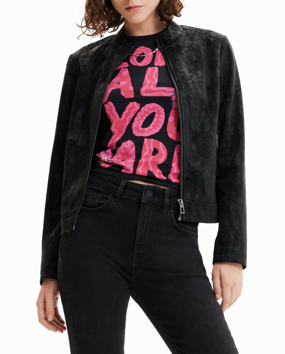Imagen 0 de Chaqueta biker efecto ante de mujer