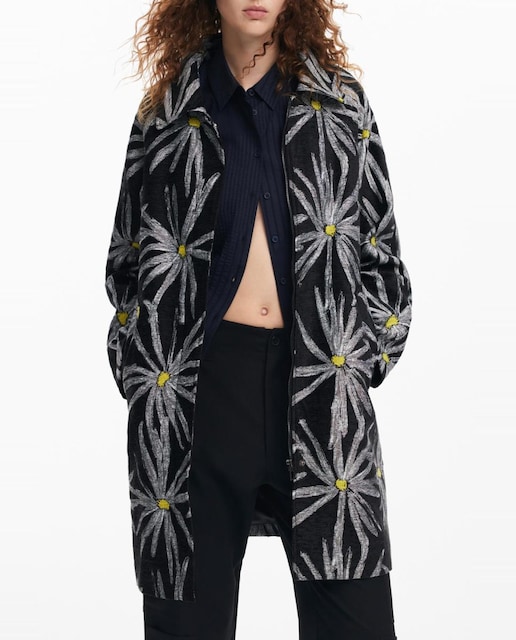 Imagen 0 de Abrigo estampado margaritas de mujer
