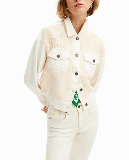 Imagen 0 de Chaqueta trucker patch tricot de mujer