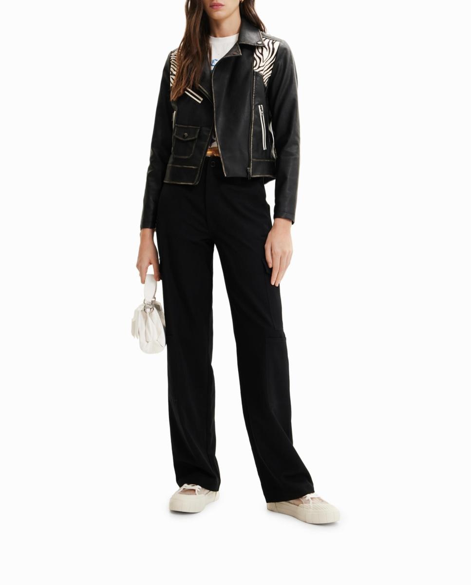 Imagen 0 de Chaqueta biker cebra de mujer