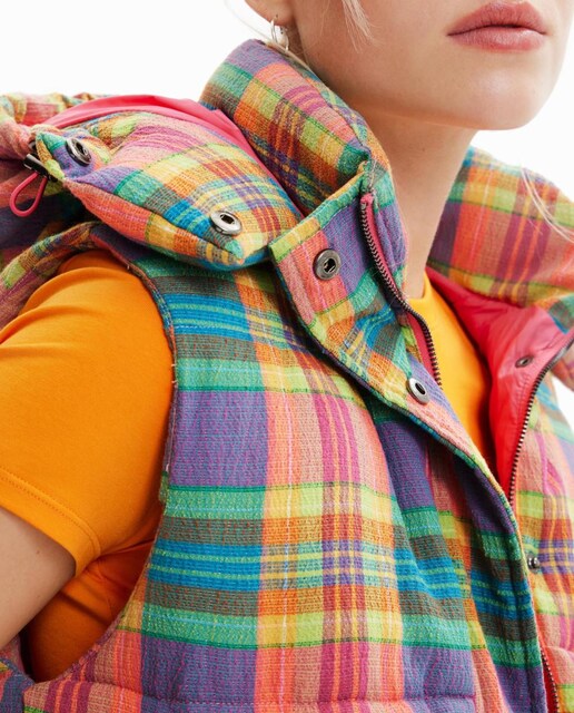 Imagen 0 de Chaleco padded cuadros de mujer