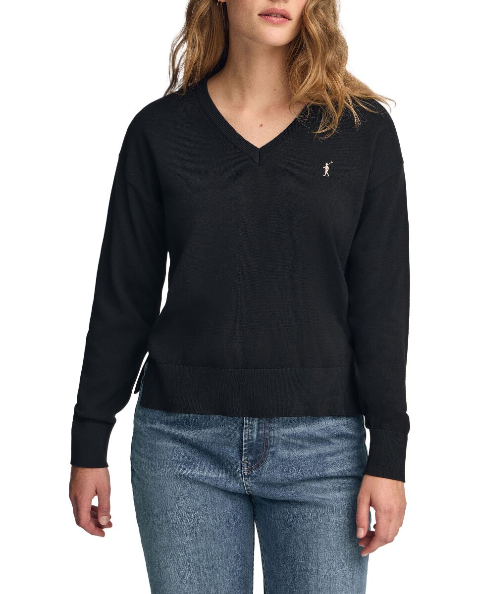 Imagen 0 de Jersey de mujer de punto de algodón con cuello de pico y bordado Rigby Go