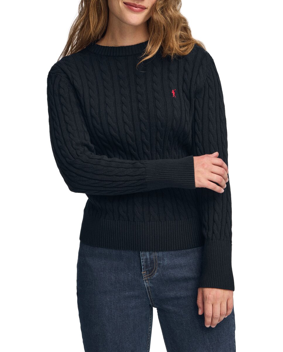 Imagen 0 de Jersey de mujer de punto trenzado de cuello redondo con bordado Rigby Go