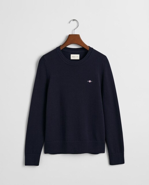 Imagen 0 de Jersey de mujer de cuello redondo detalles acanalados en el bajo y puños