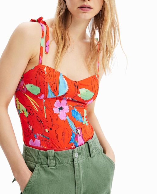 Imagen 0 de Body tirantes corsé tropical de mujer