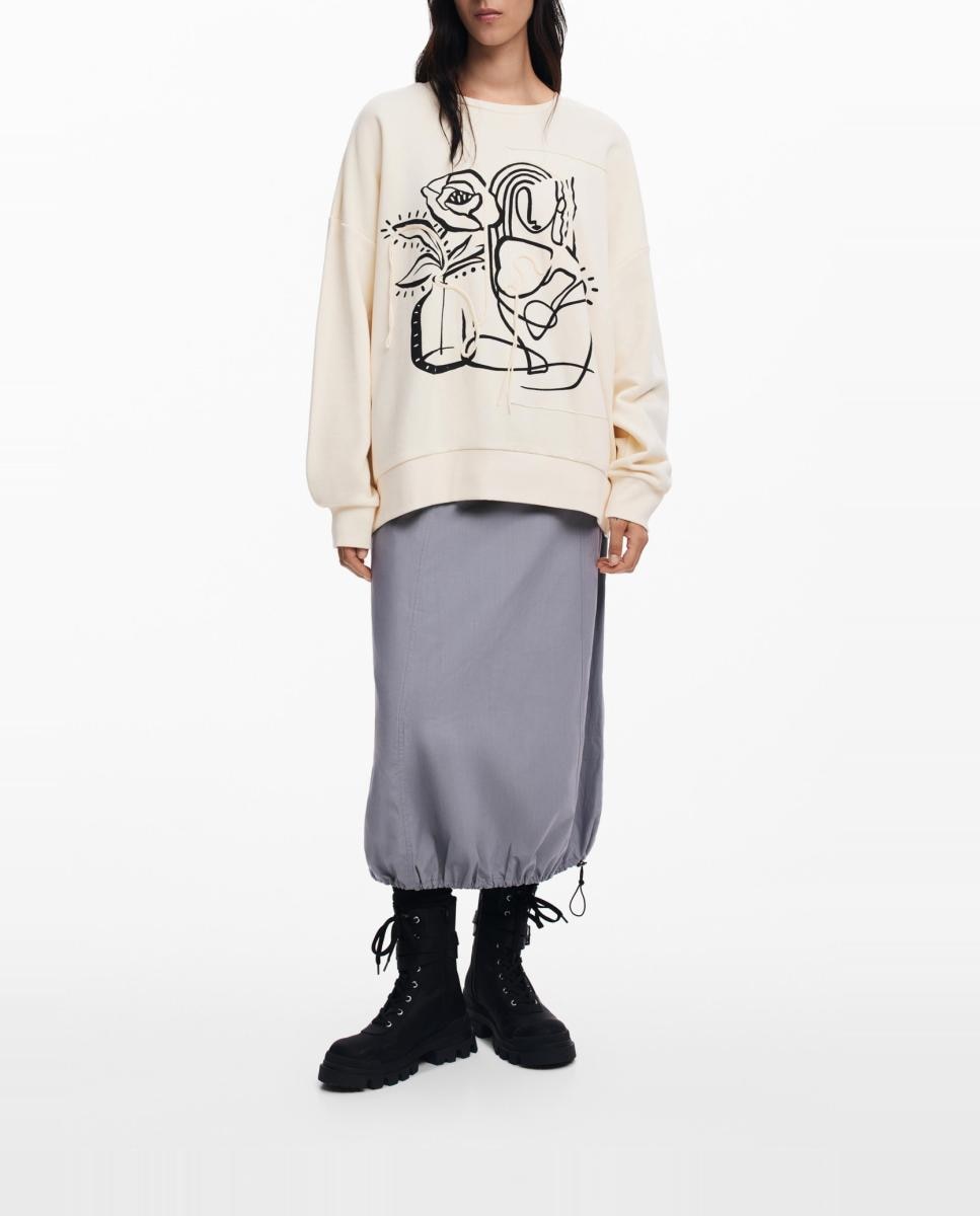 Imagen 0 de Sudadera oversize flor de mujer