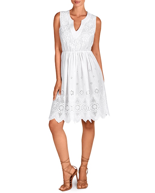 Imagen 0 de Vestido bordado y calado con goma en cintura