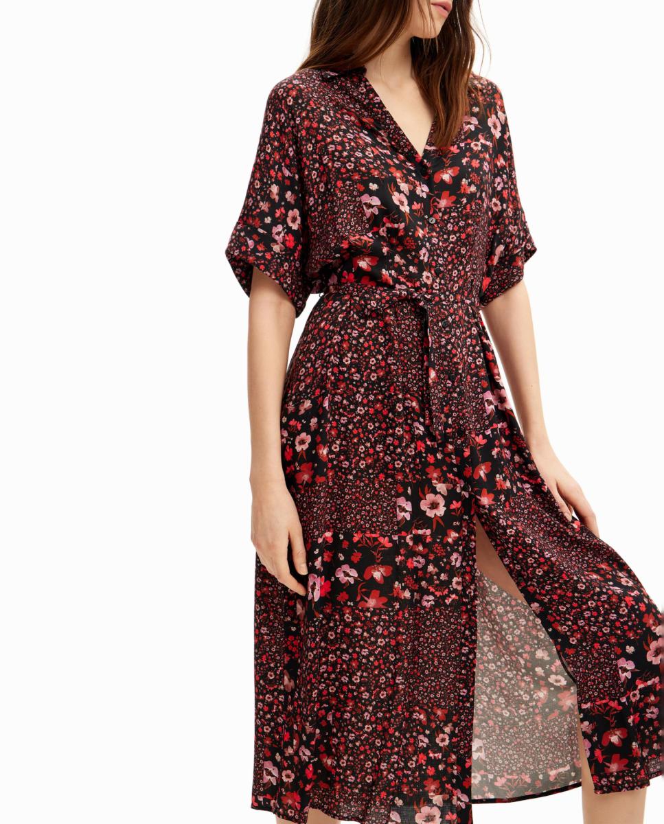 Imagen 0 de Vestido midi camisero flores de mujer