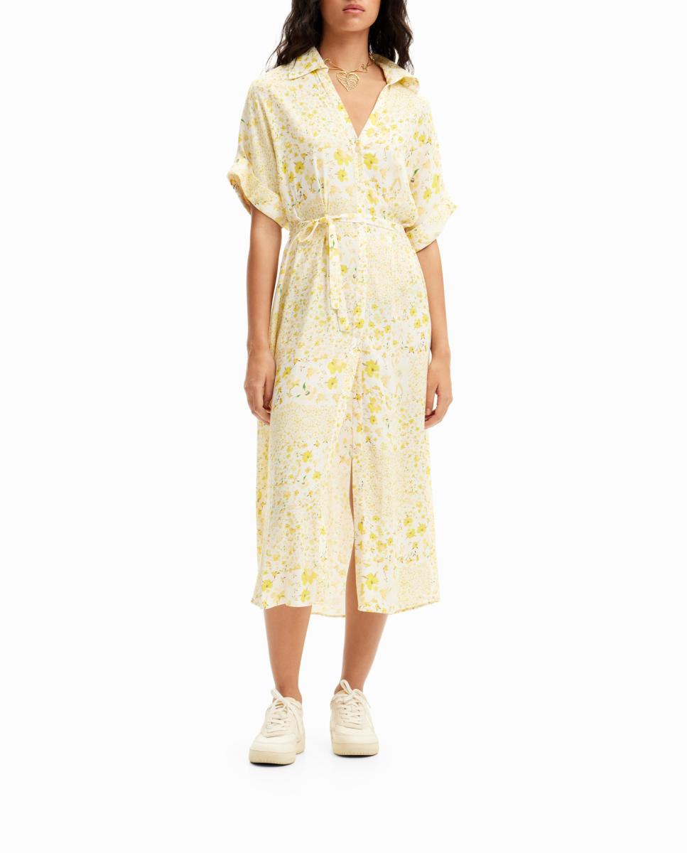 Imagen 0 de Vestido midi camisero flores de mujer