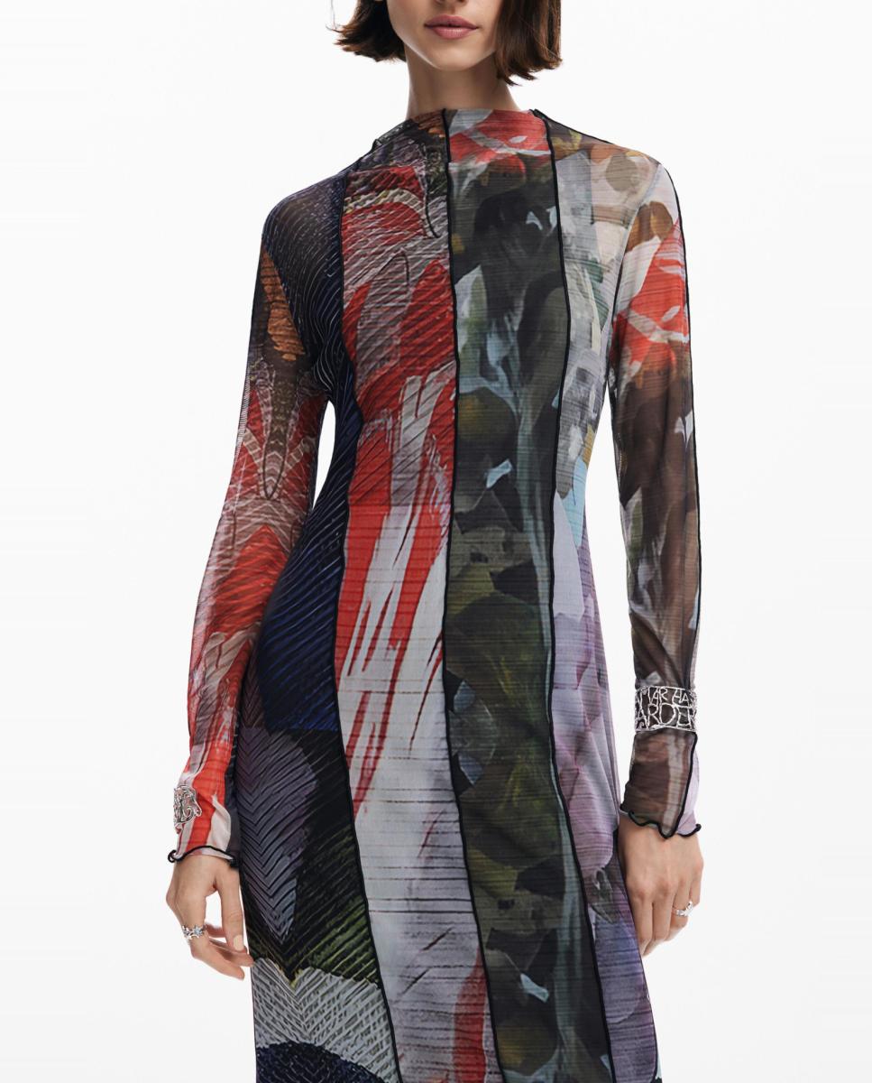 Imagen 0 de Vestido midi tul estampado de mujer