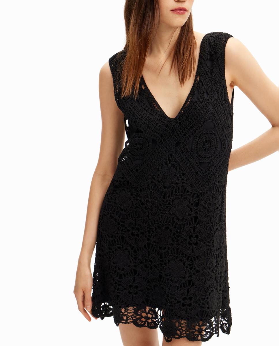 Imagen 0 de Vestido corto crochet de mujer