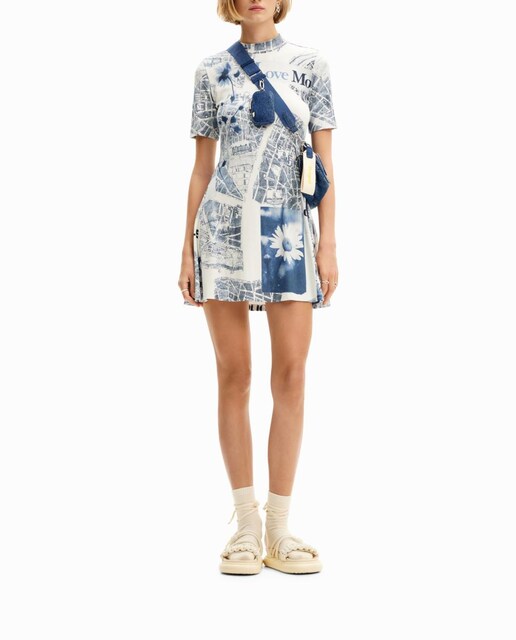 Imagen 0 de Vestido corto skater mapas de mujer