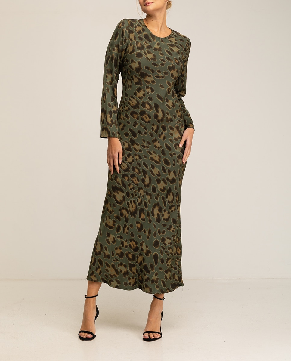 Imagen 0 de Vestido largo de animal print de mujer