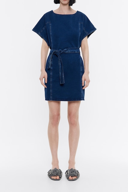 Imagen 0 de Vestido corto denim índigo oscuro de mujer