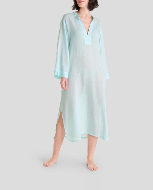 Imagen 0 de Vestido largo de mujer tejido plana viscosa lino liso