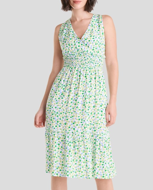 Imagen 0 de Vestido corto de mujer tejido plana viscosa estampado topos