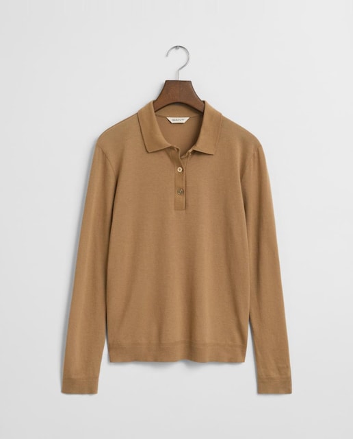 Imagen 0 de camiseta de manga larga de mujer con cuello tipo polo