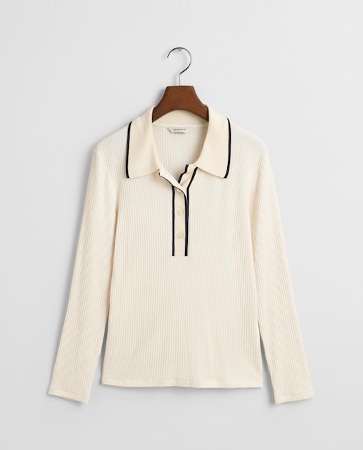 Imagen 0 de camisa de mujer de viscosa elástica botones de nácar sintético y logotipo en la manga