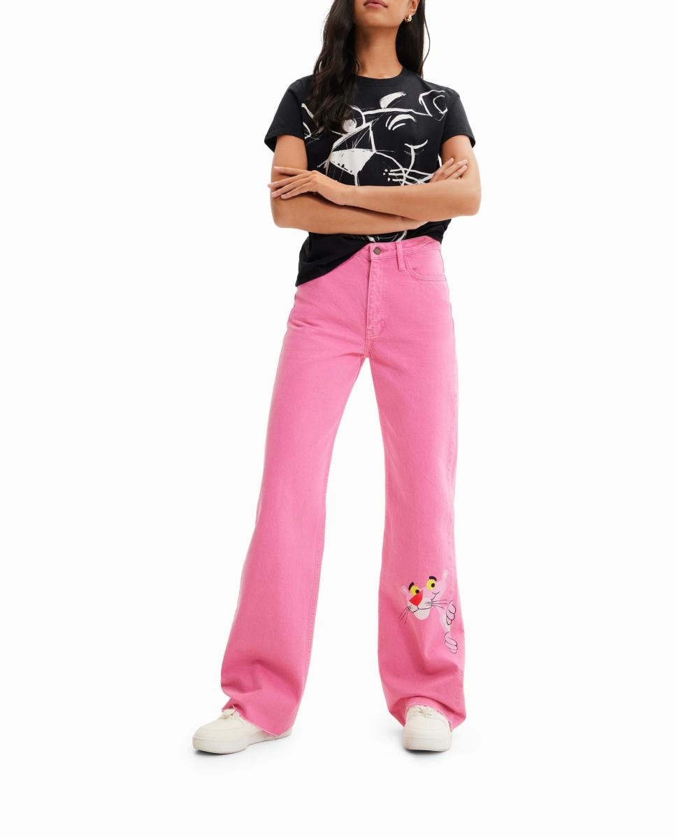 Imagen 0 de Vaqueros Wide leg Pantera Rosa de mujer