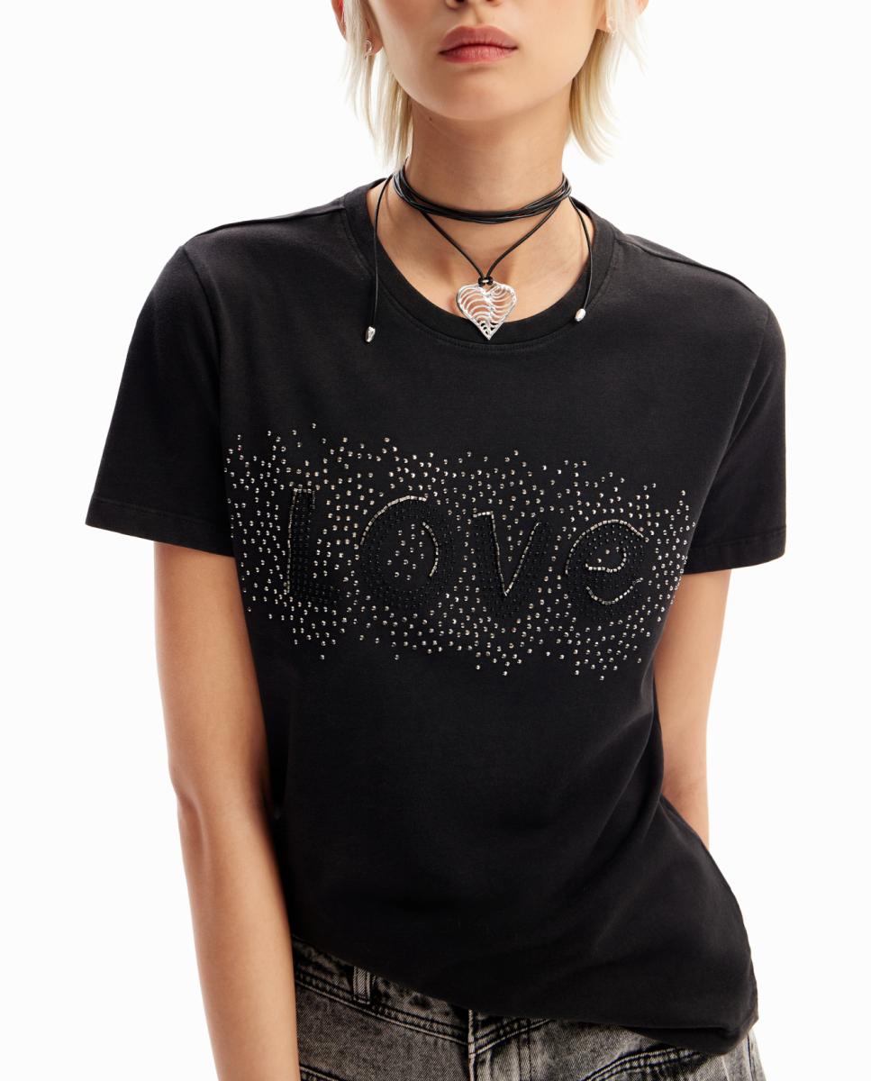 Imagen 0 de Camiseta strass Love de mujer
