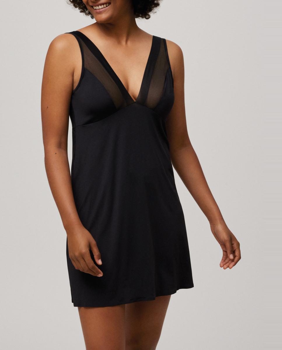 Imagen 0 de Camisón de tirante con escote en "V" con detalles de transparencia
