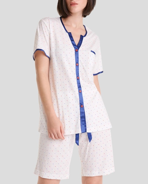 Imagen 0 de Pijama corto de mujer tejido algodón modal estampado topitos