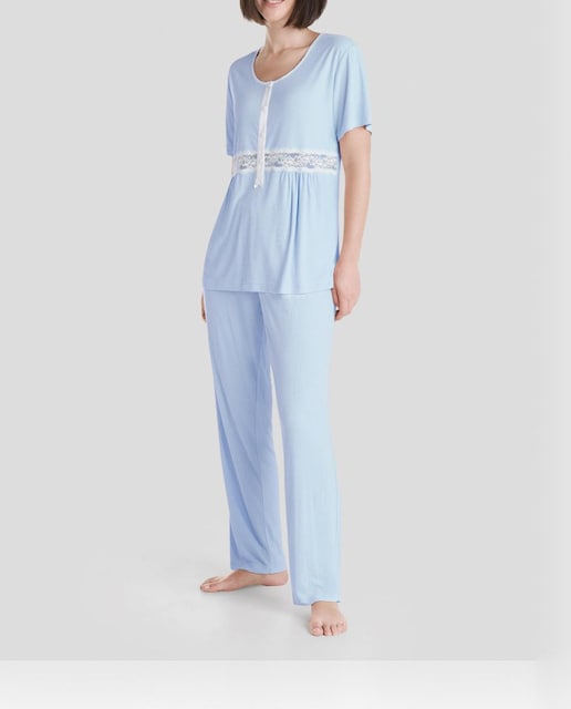 Imagen 0 de Pijama largo de mujer tejido canalé liso