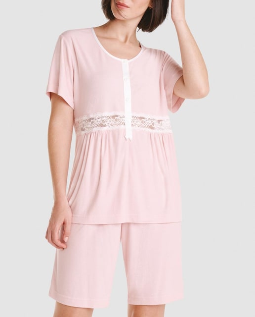 Imagen 0 de Pijama corto de mujer tejido canalé liso