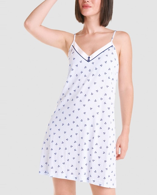 Imagen 0 de Camisón corto de mujer tejido algodón modal estampado anclas