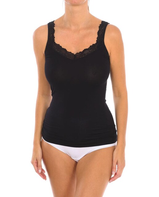 Imagen 0 de Camiseta Interior Mujer Tirantes Finos de Bambú con Encaje Q706