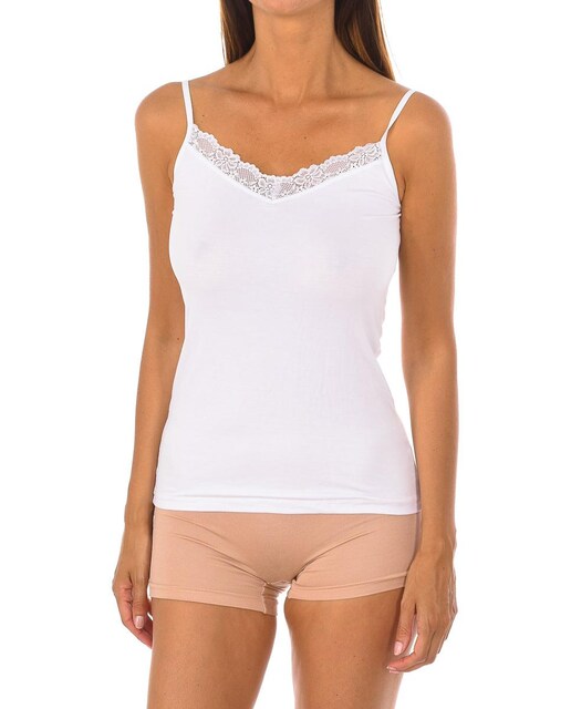 Imagen 0 de Camiseta Interior Mujer Tirantes de Bambú con Encaje Q705