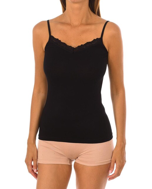 Imagen 0 de Camiseta Interior Mujer Tirantes de Bambú con Encaje Q705