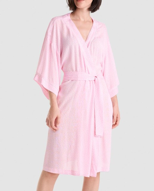 Imagen 0 de Bata corta de mujer tejido jacquard de viscosa estampado topitos
