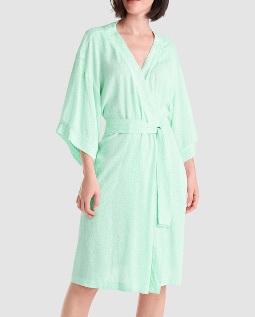 Imagen 0 de Bata corta de mujer tejido jacquard de viscosa estampado topitos