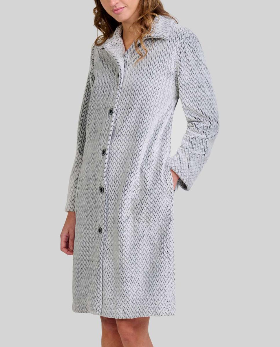 Imagen 0 de Bata de mujer Jacquard con dibujo espiga abertura de botones
