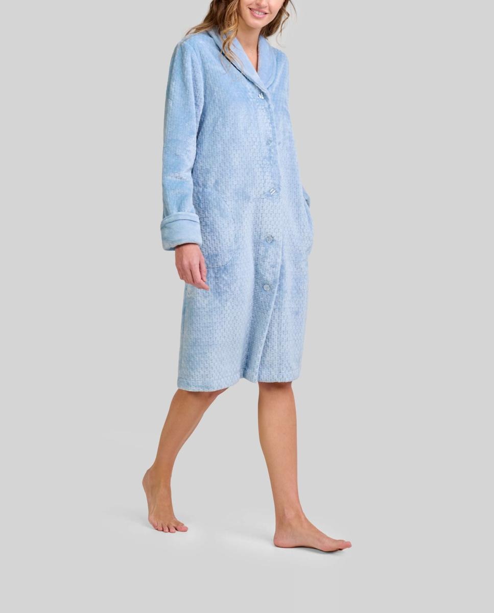 Imagen 0 de Bata de mujer tejido Jacquard con botones bolsillos laterales