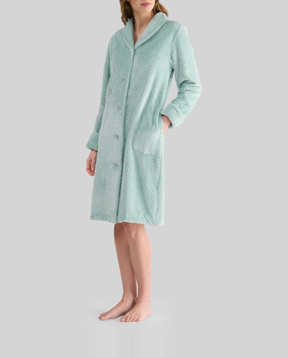 Imagen 0 de Bata de mujer tejido Jacquard con botones bolsillos laterales