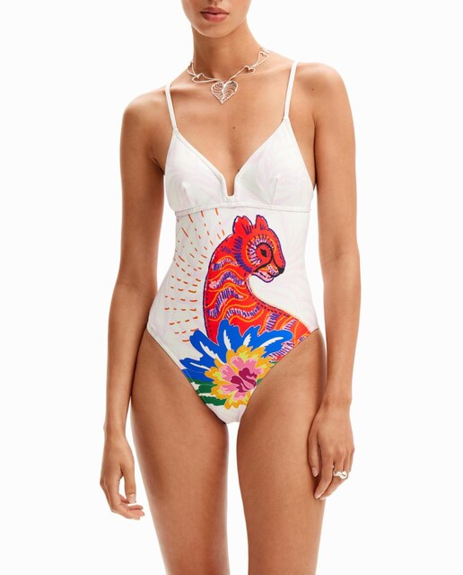 Imagen 0 de Bañador tirantes felino de mujer