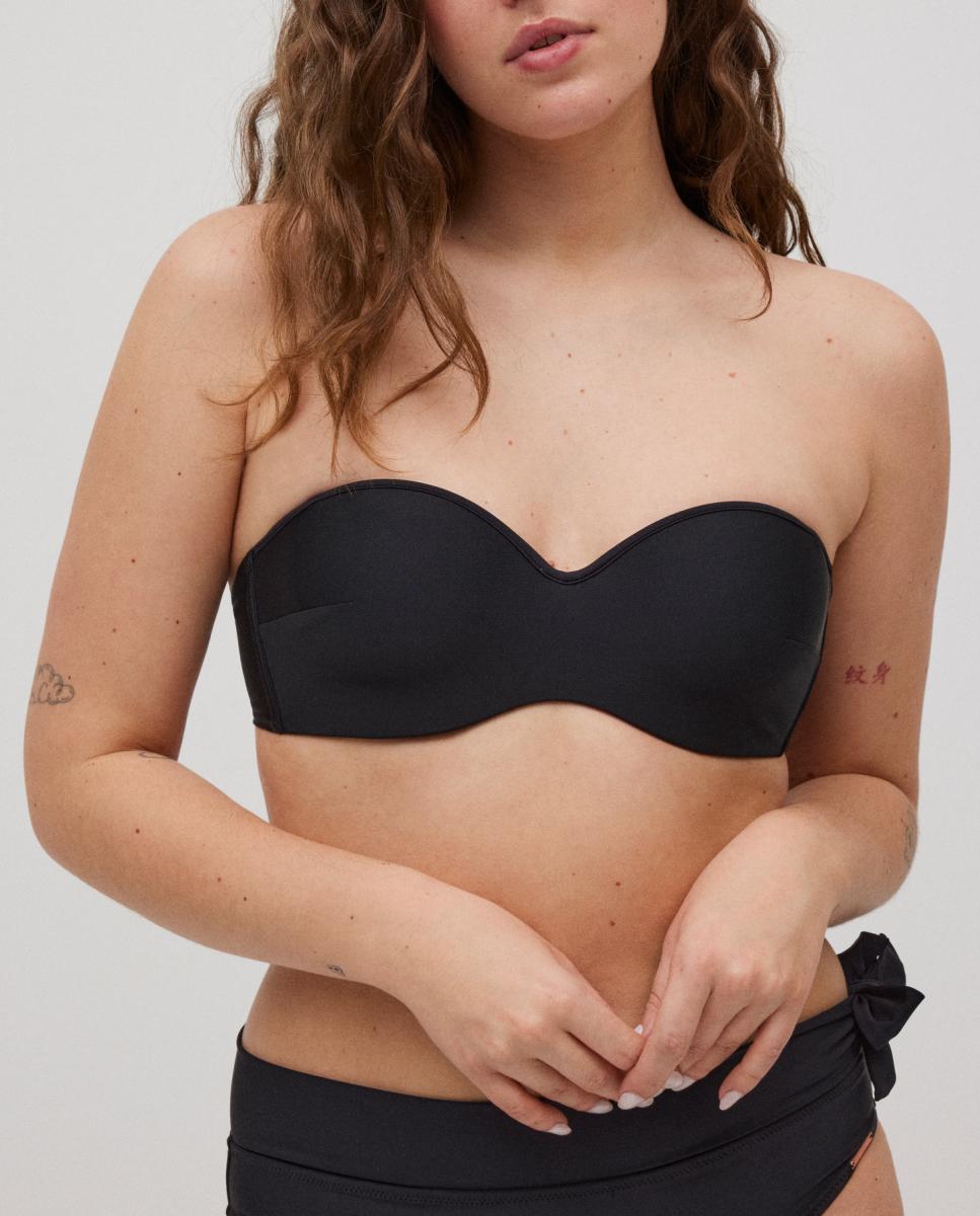 Imagen 0 de Top de bikini bandeau con estampado liso.