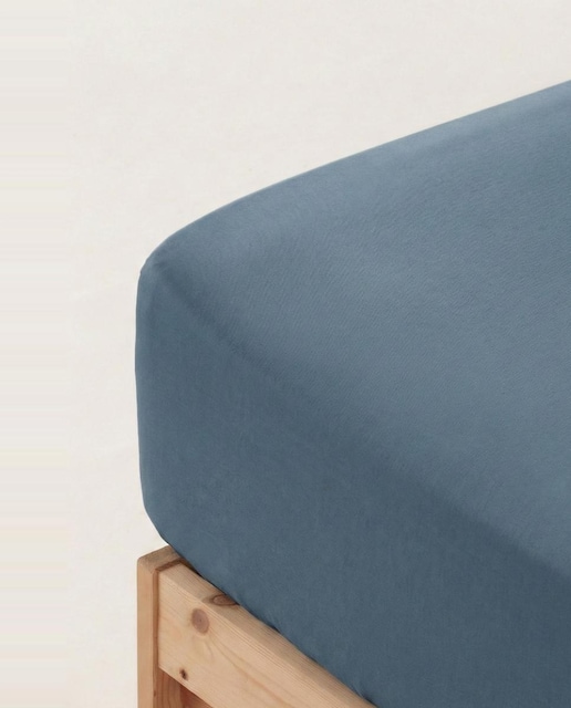 Imagen 0 de Sábana bajera liso 100% algodón azul