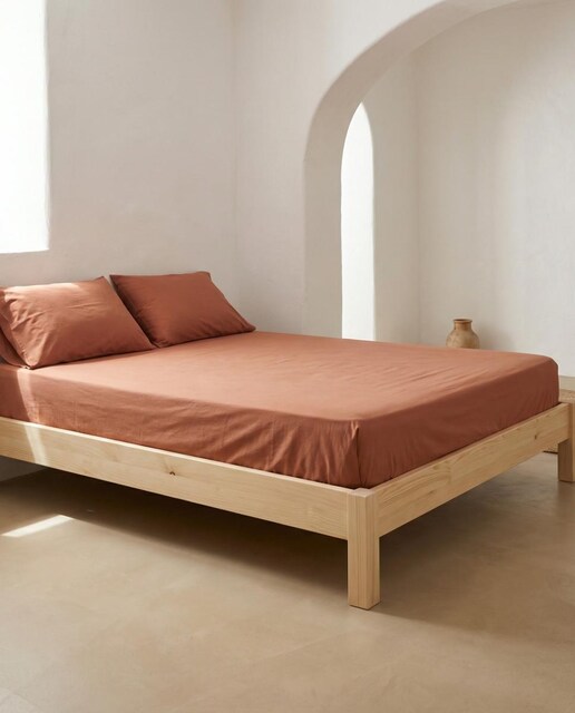 Imagen 0 de Sábana bajera liso 100% algodón teja