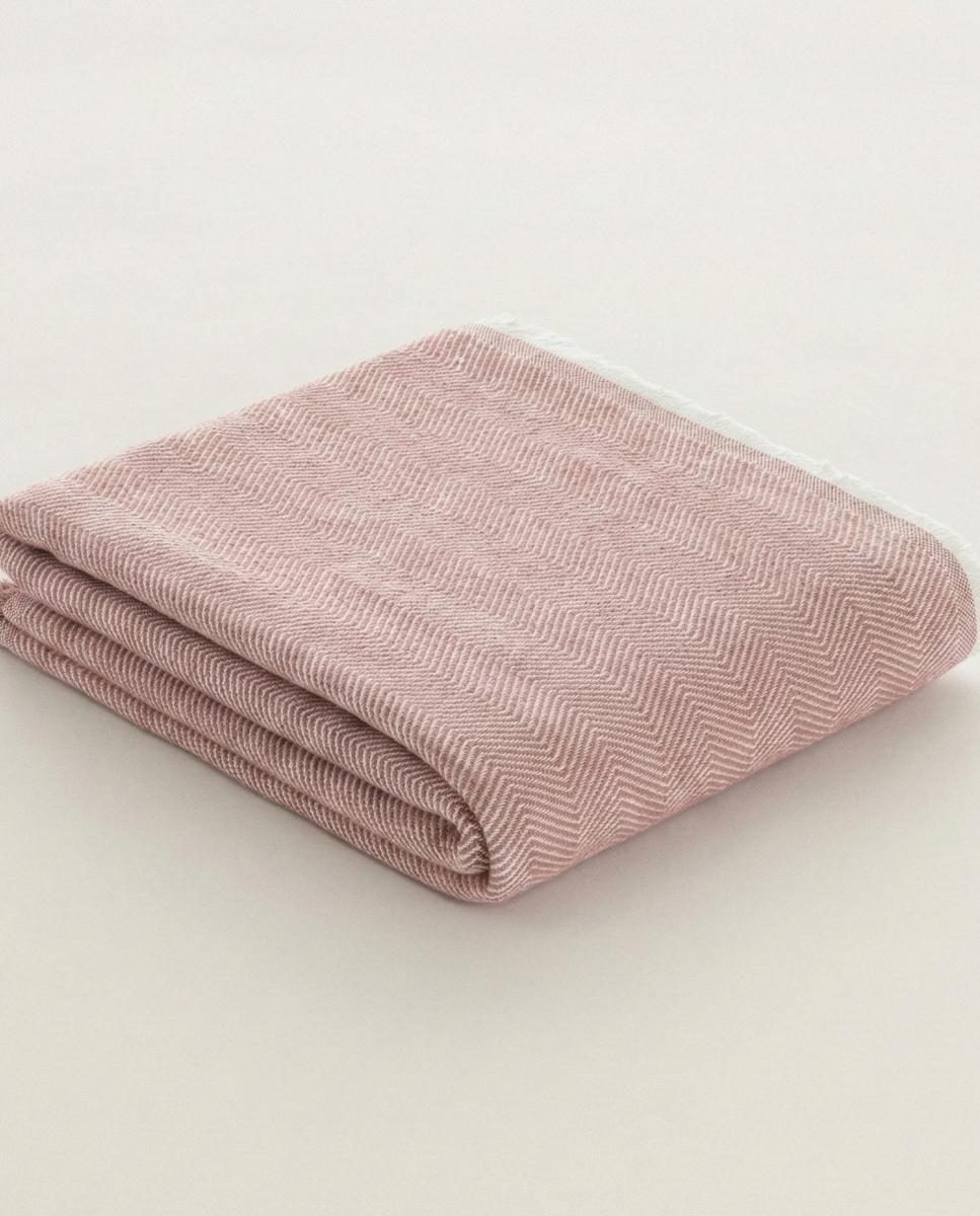 Imagen 0 de Manta algodón sofa flecos rosa
